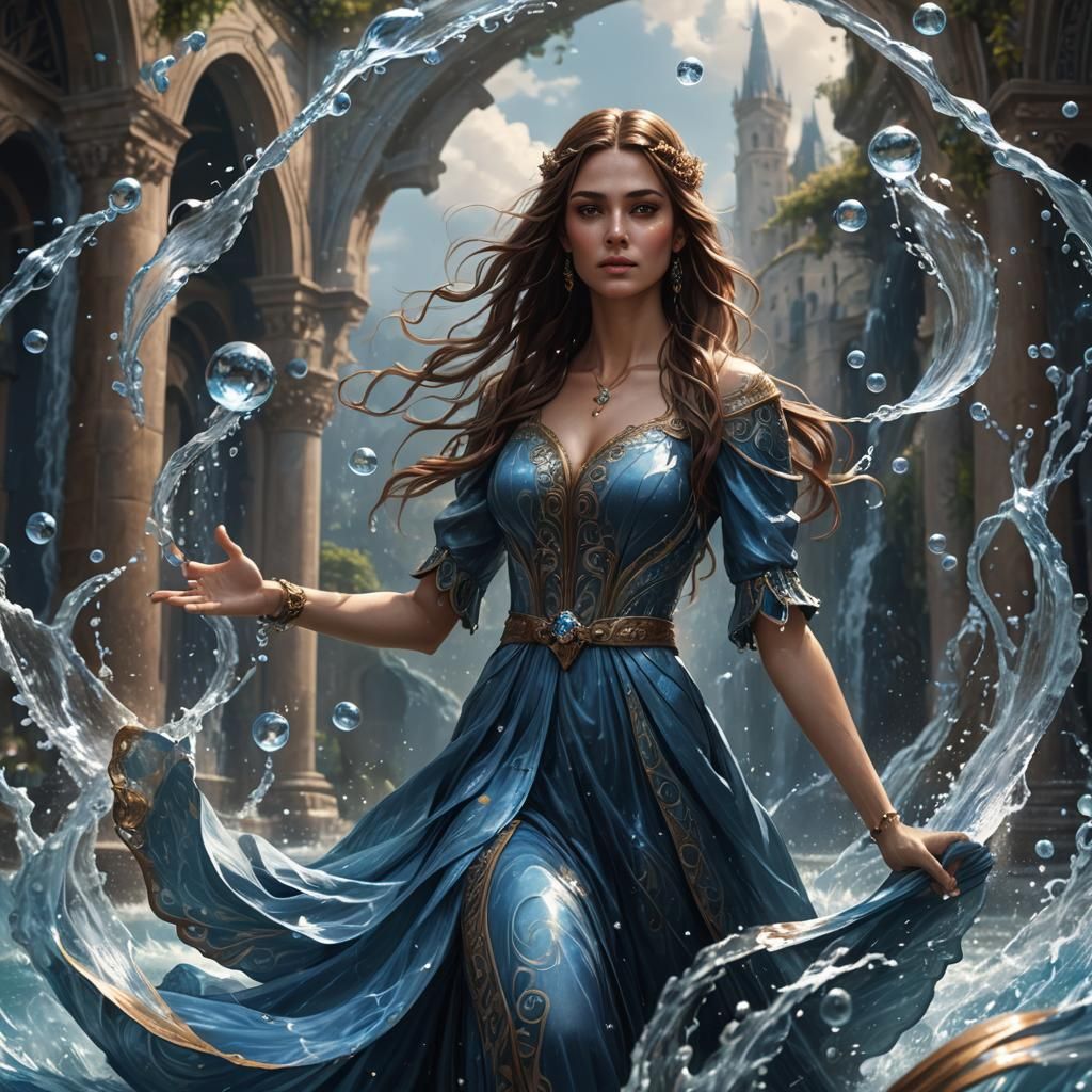Water Wielding Woman in Regal Dress