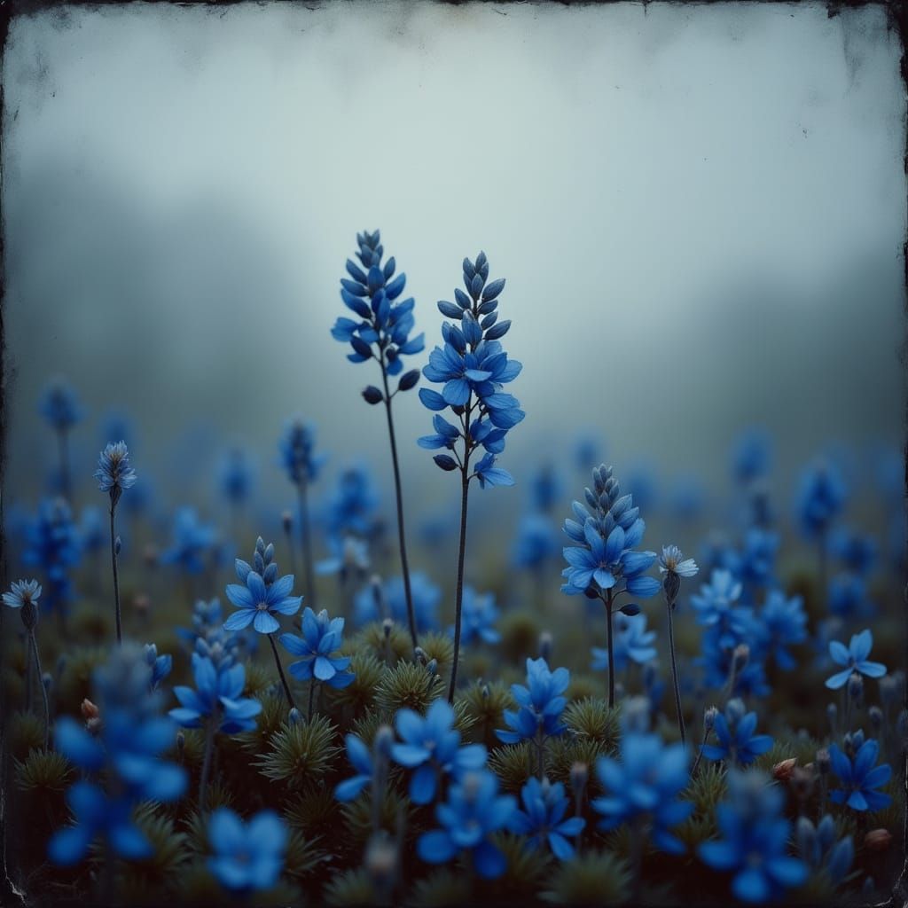 Electric Blue Texas Bluebonnet in Endless Gray Expanse