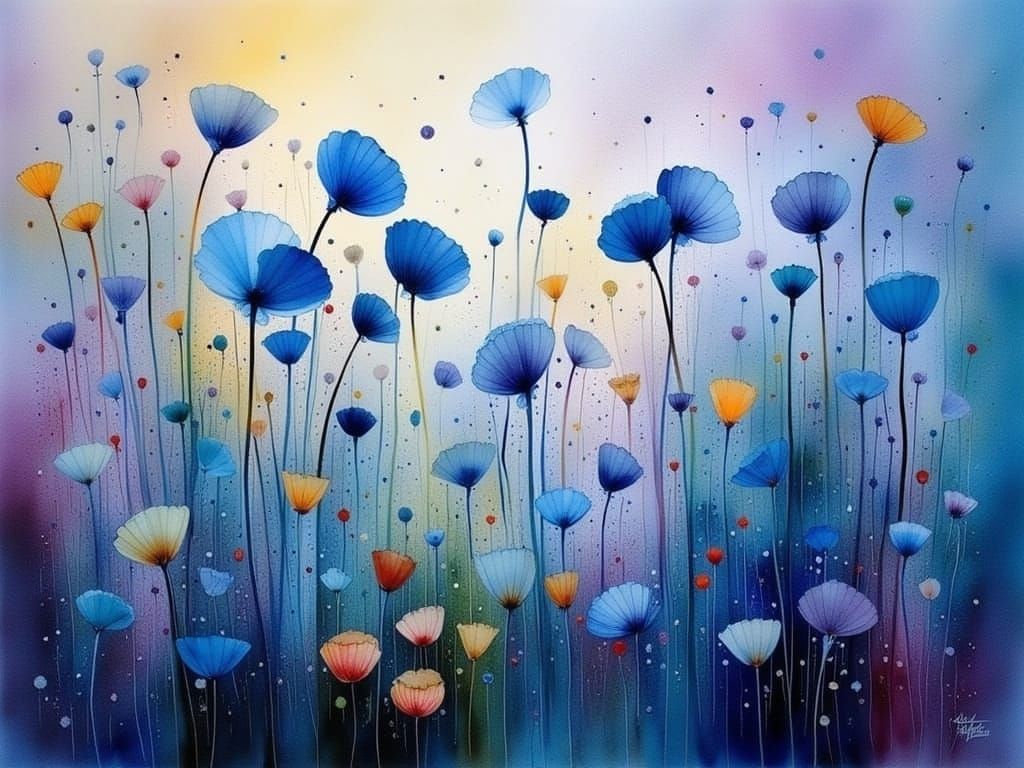 Ethereal Blue Blooms in Dreamy Evening Glow