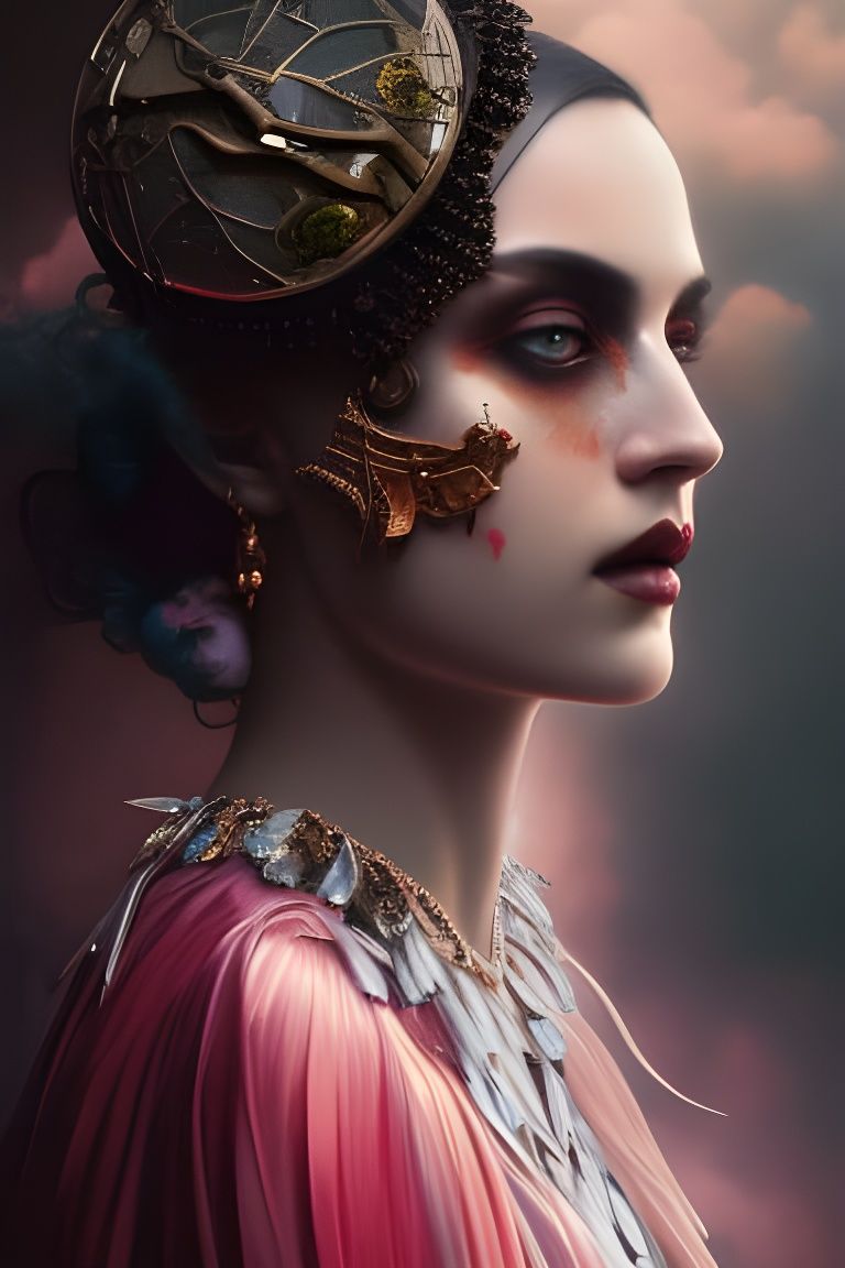 Beautiful Woman in Leather Skirt: Surreal Photorealistic Art