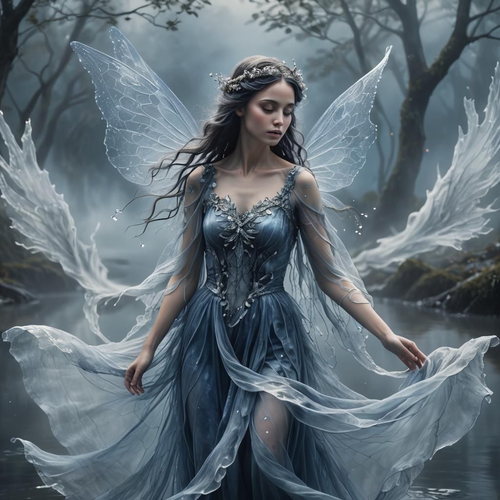 Ethereal Water Fairy in Swirling Fog