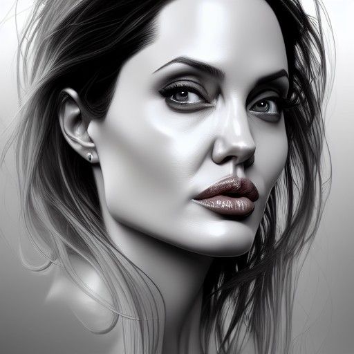 Angelina Jolie Portrait in Art Nouveau Style