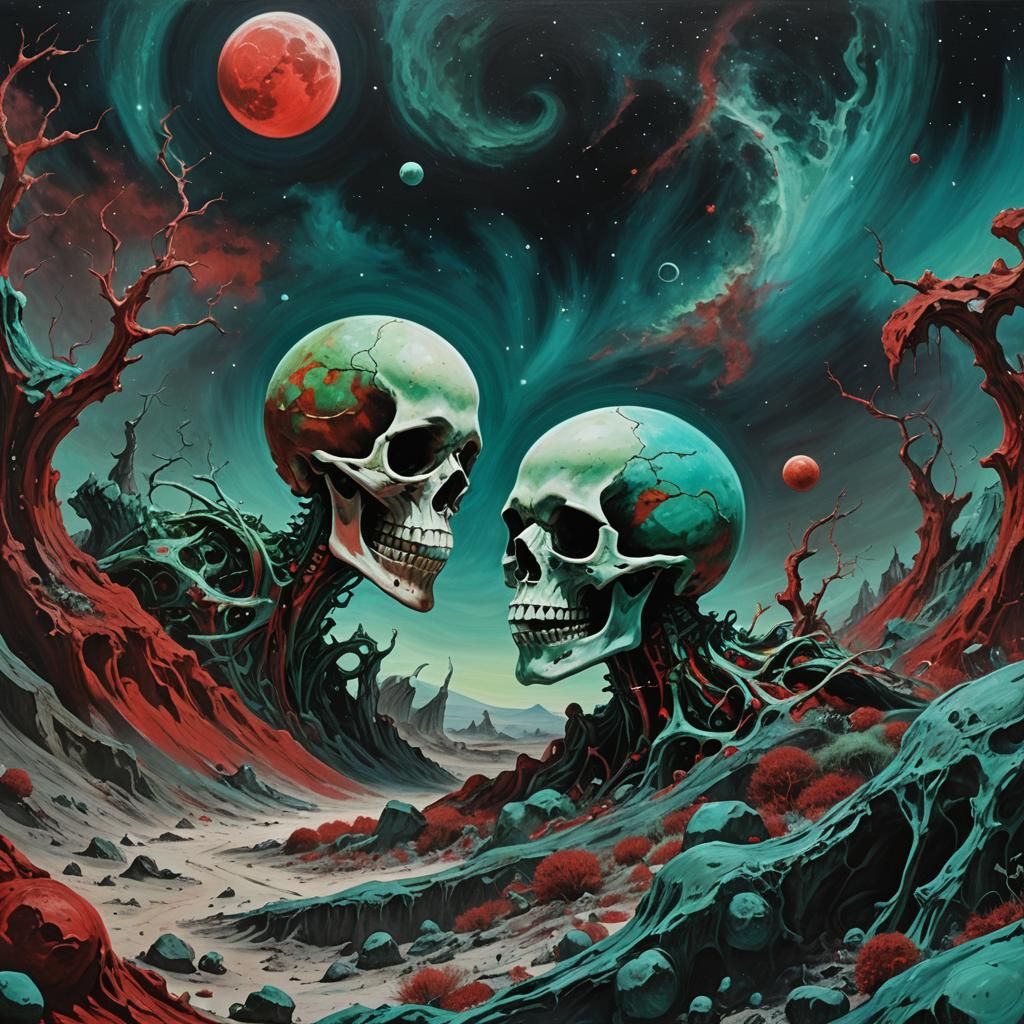 Skulls Collide on Distant Moon, Action Painting