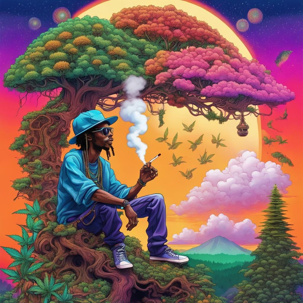 Psychedelic Cannabis Forest with Funky Homosapien