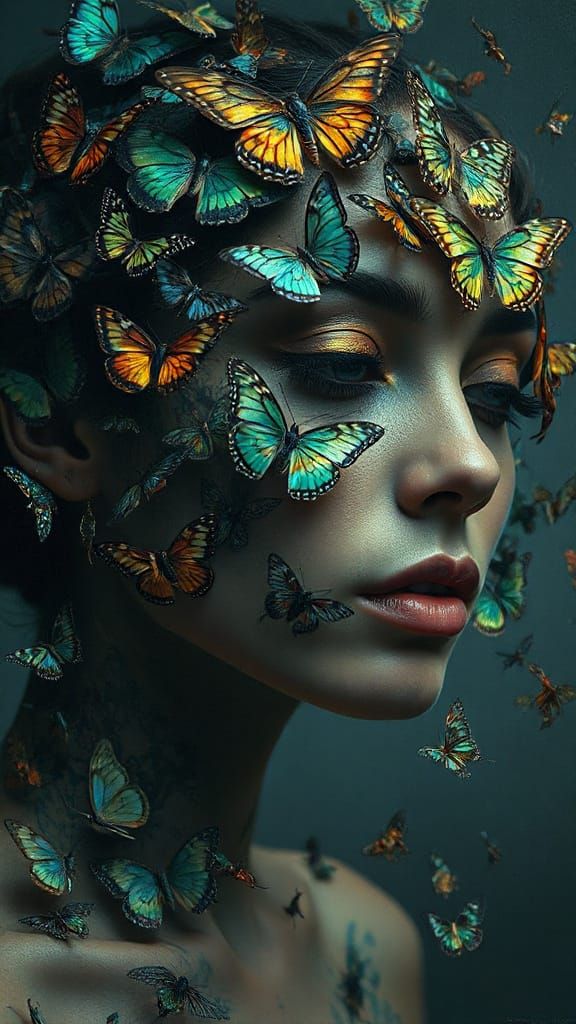 Dreamlike Portrait of a Woman in a Dystopian Landscape, Craf...