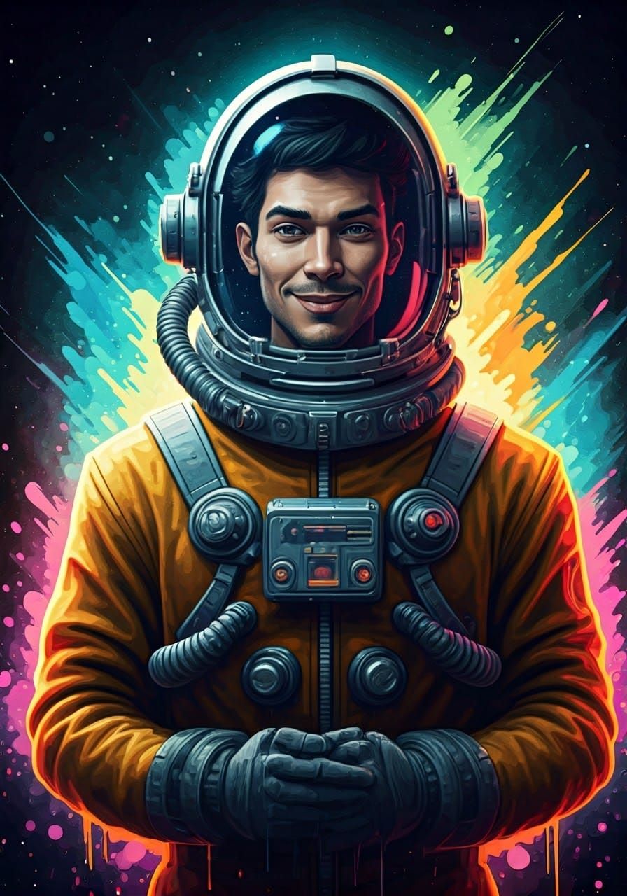 Psychedelic Space Explorer Graffiti Splash Art