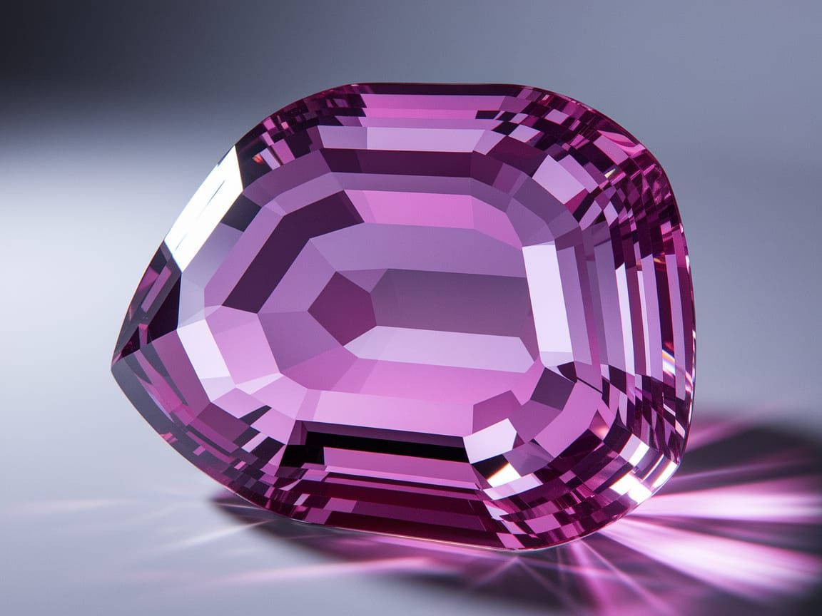Vibrant Pink Crystal Illuminated in Hyper-Realistic Style