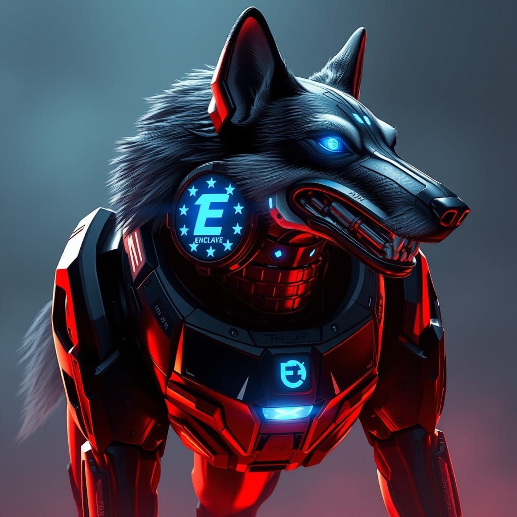 Cybernetic Canine in Dramatic Profile Pose