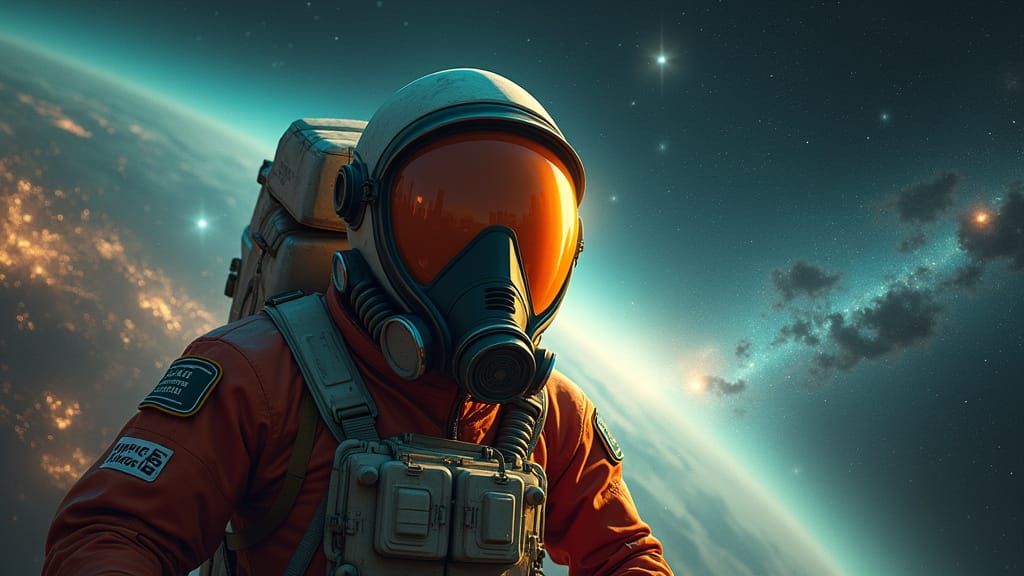 Galactic Space Explorer in Gas Mask