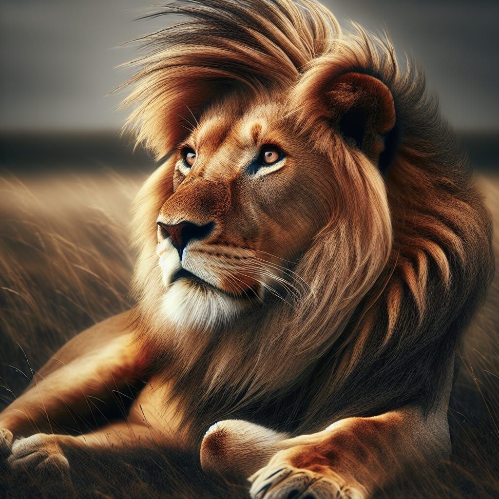 Majestic Male Lion Basks in the African Sun