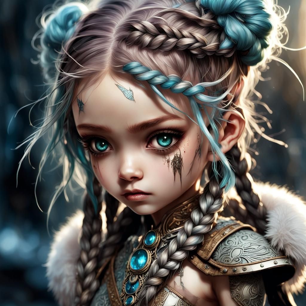 Chibi Warrior Fae with Braids and Leather