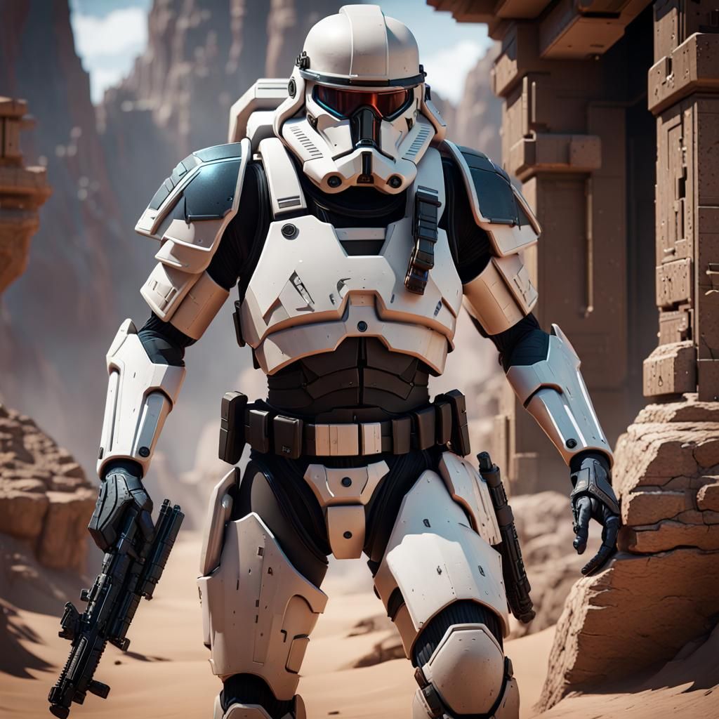 Imperial Trooper in 3D Game Cinematic Style