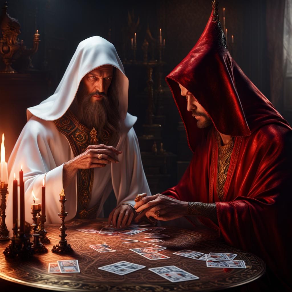 God and Devil Play Tarot: Photorealistic CGI