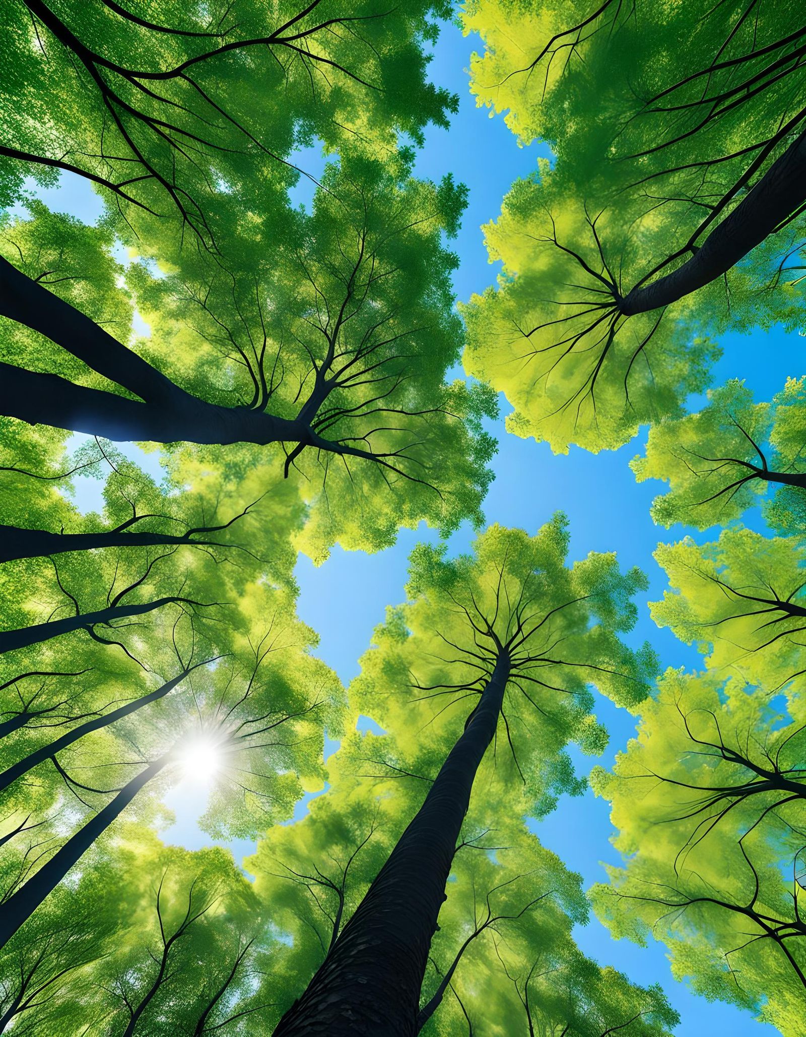 Sunlit Forest Canopy with Dendritic Details