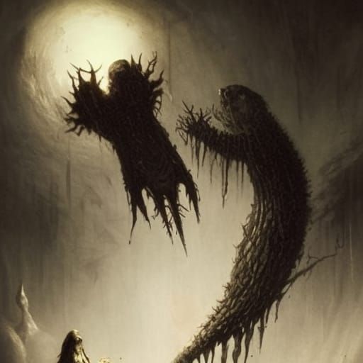 Horror Scene in Doré and Rutkowski Style