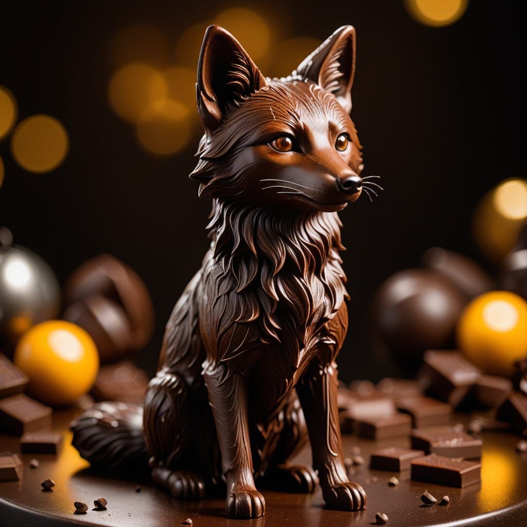 Detailed Chocolate Fox Sculpture by Master Chocolatier