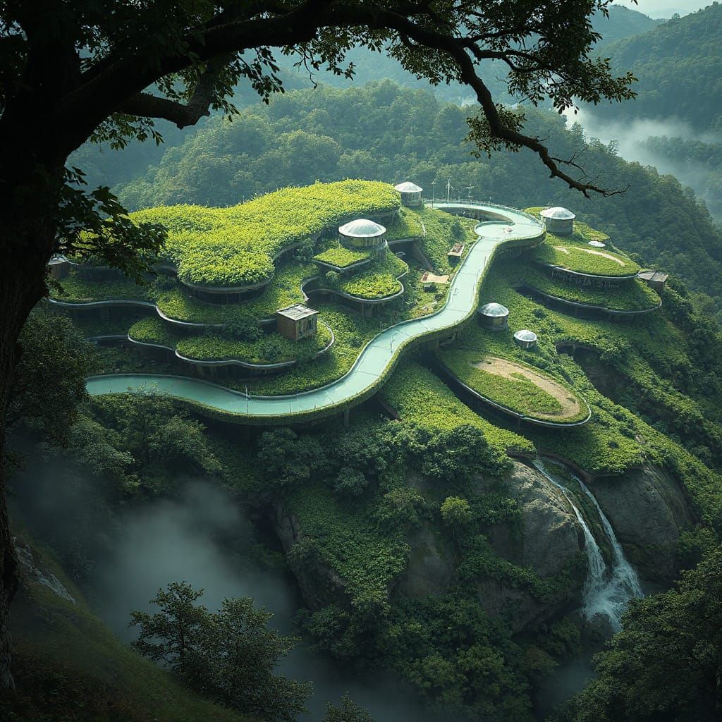 Solarpunk Community in Harmony with Nature