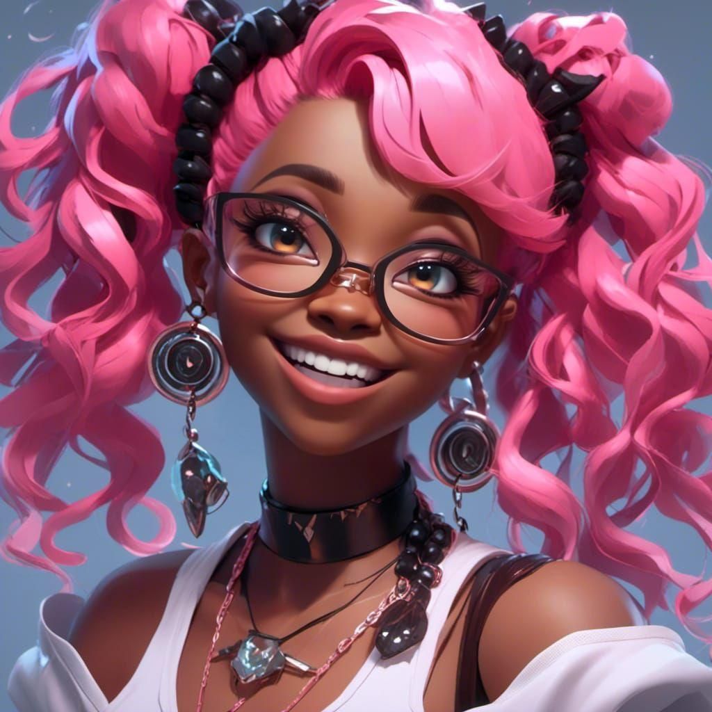 Elegant Anime Woman with Pink Hair in Cel-Shaded Style