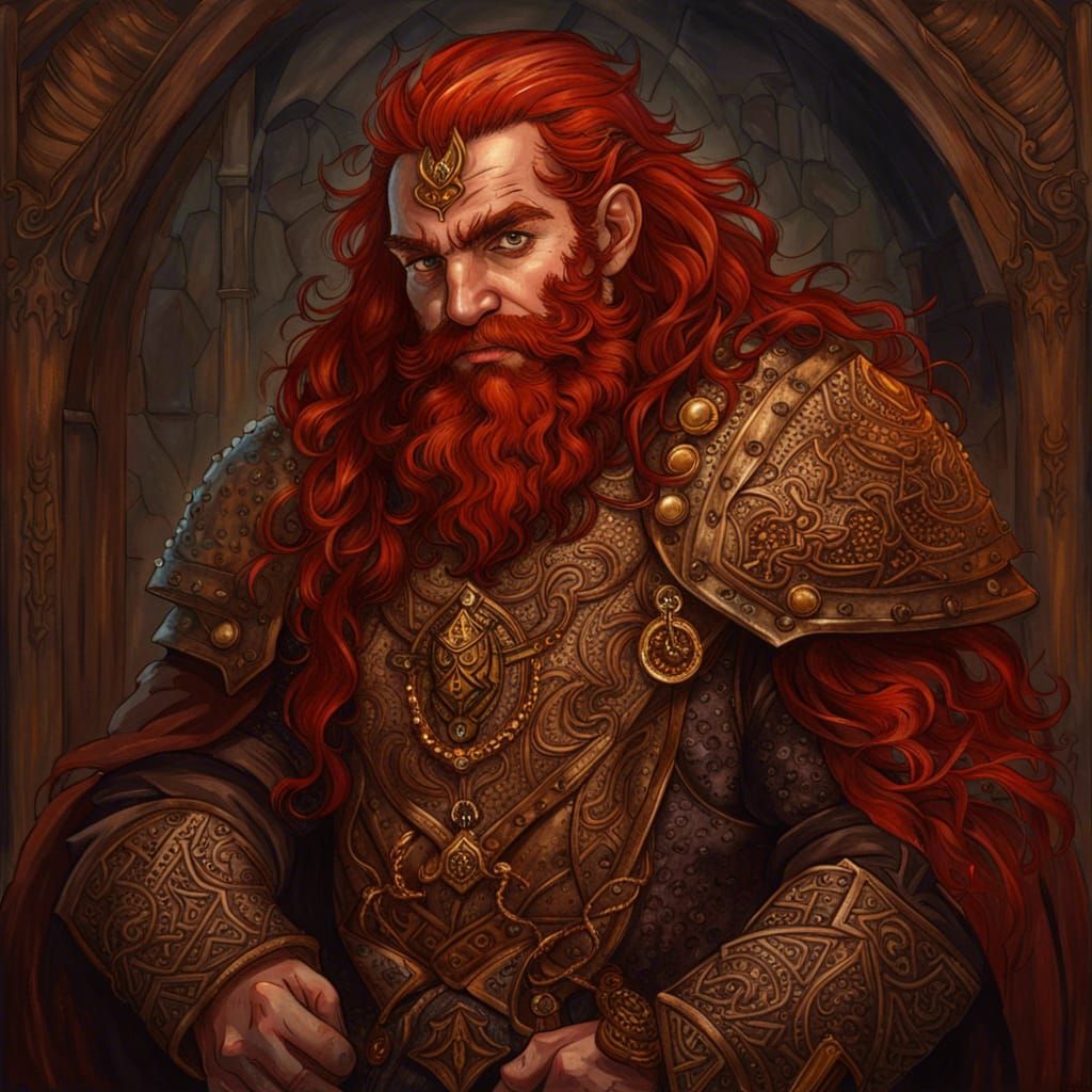 Ornate Portrait of a Dwarven Military Captain