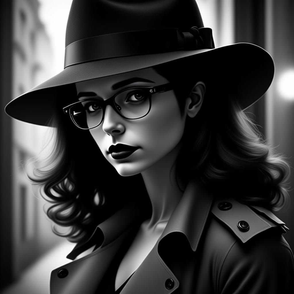 Femme Fatale Portrait in Black and White