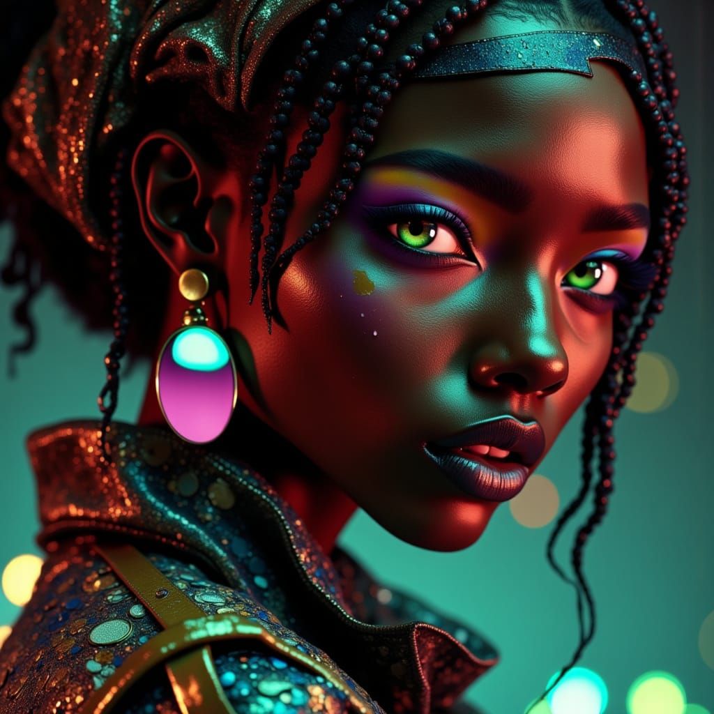 Black woman, head to waist, 32k, dynamic emotionnaI scene, p...