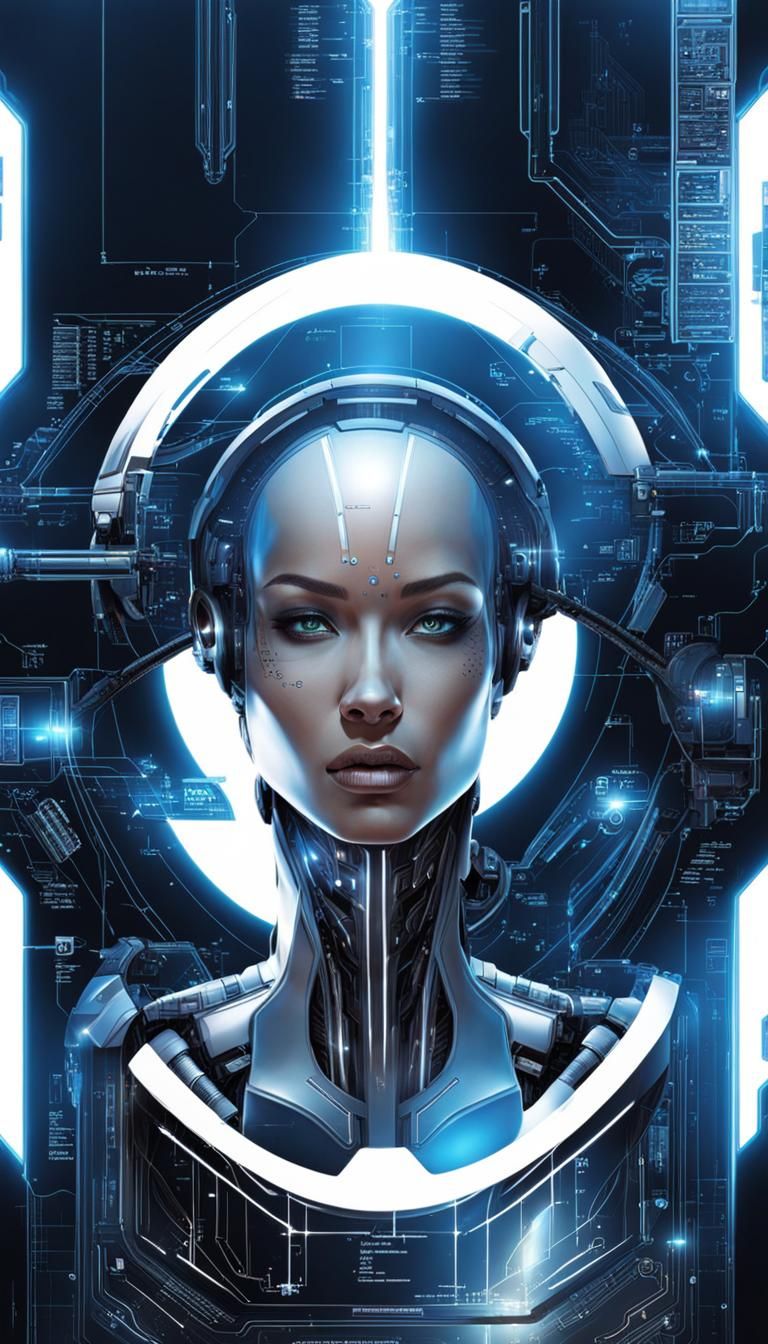 Cyborg Anatomy Schematic in Futuristic Style