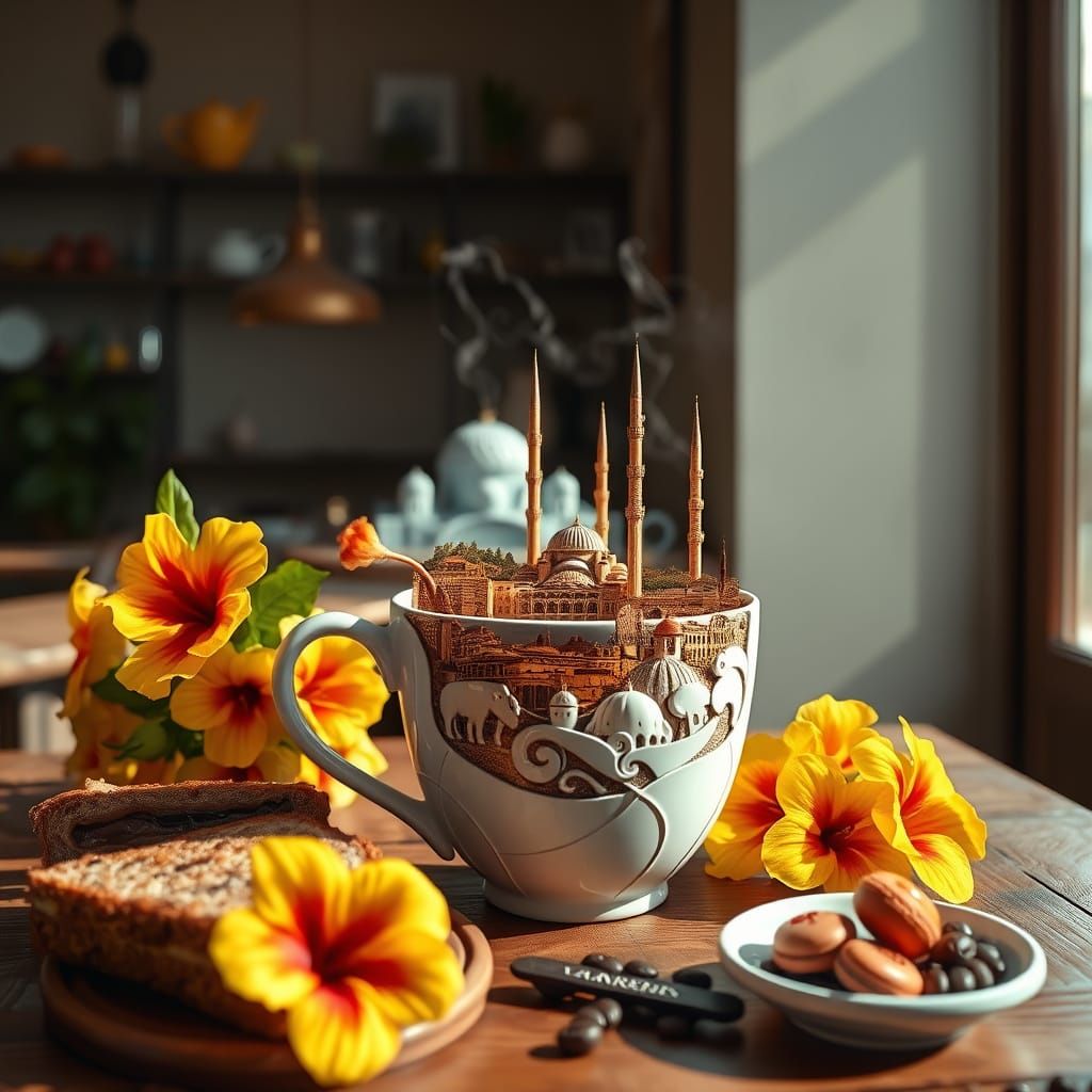 Istanbul Cityscape Ceramic Mug Transforms into Majestic Metr...