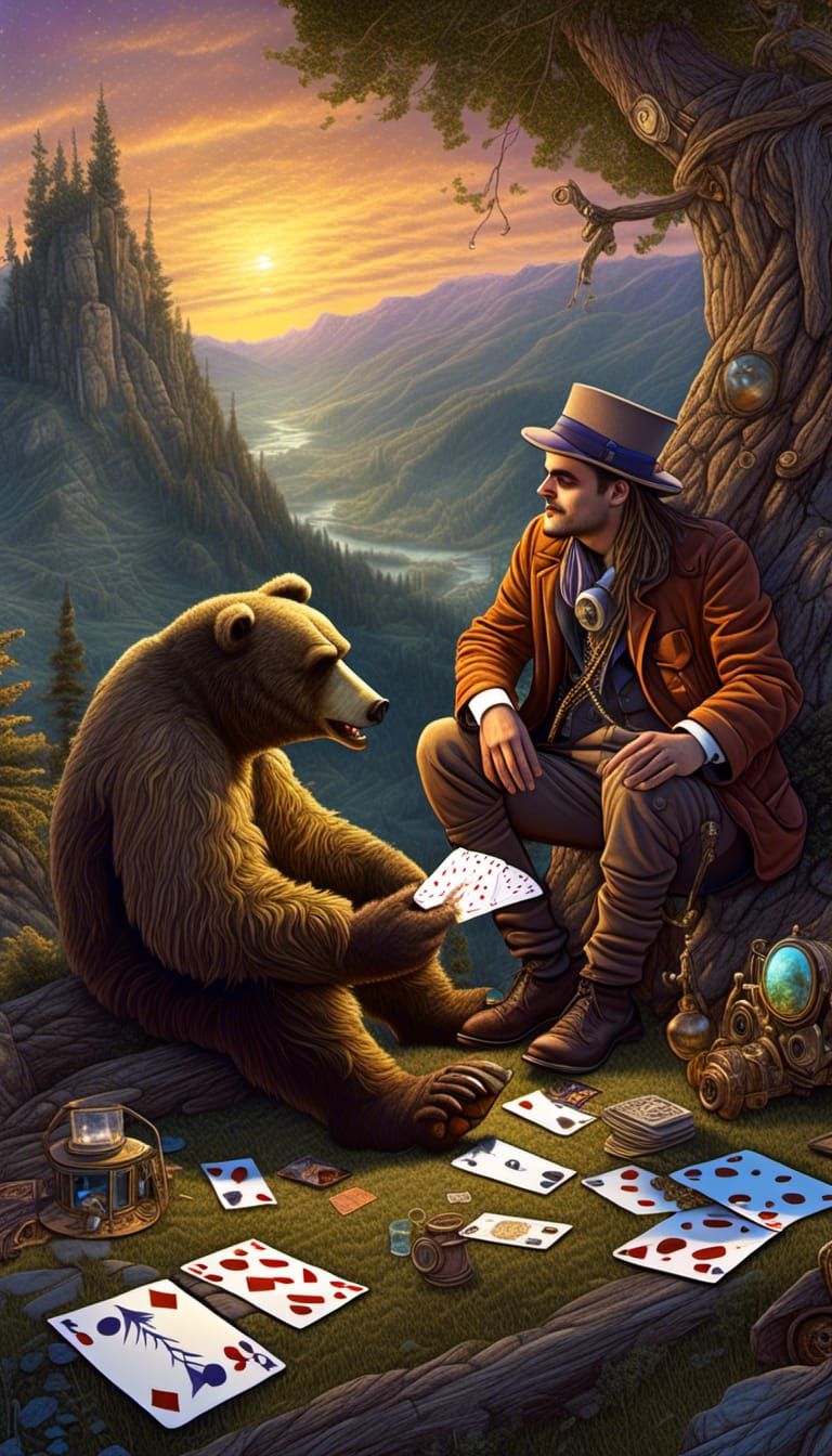 Steampunk Big Foot and Bear Card Game