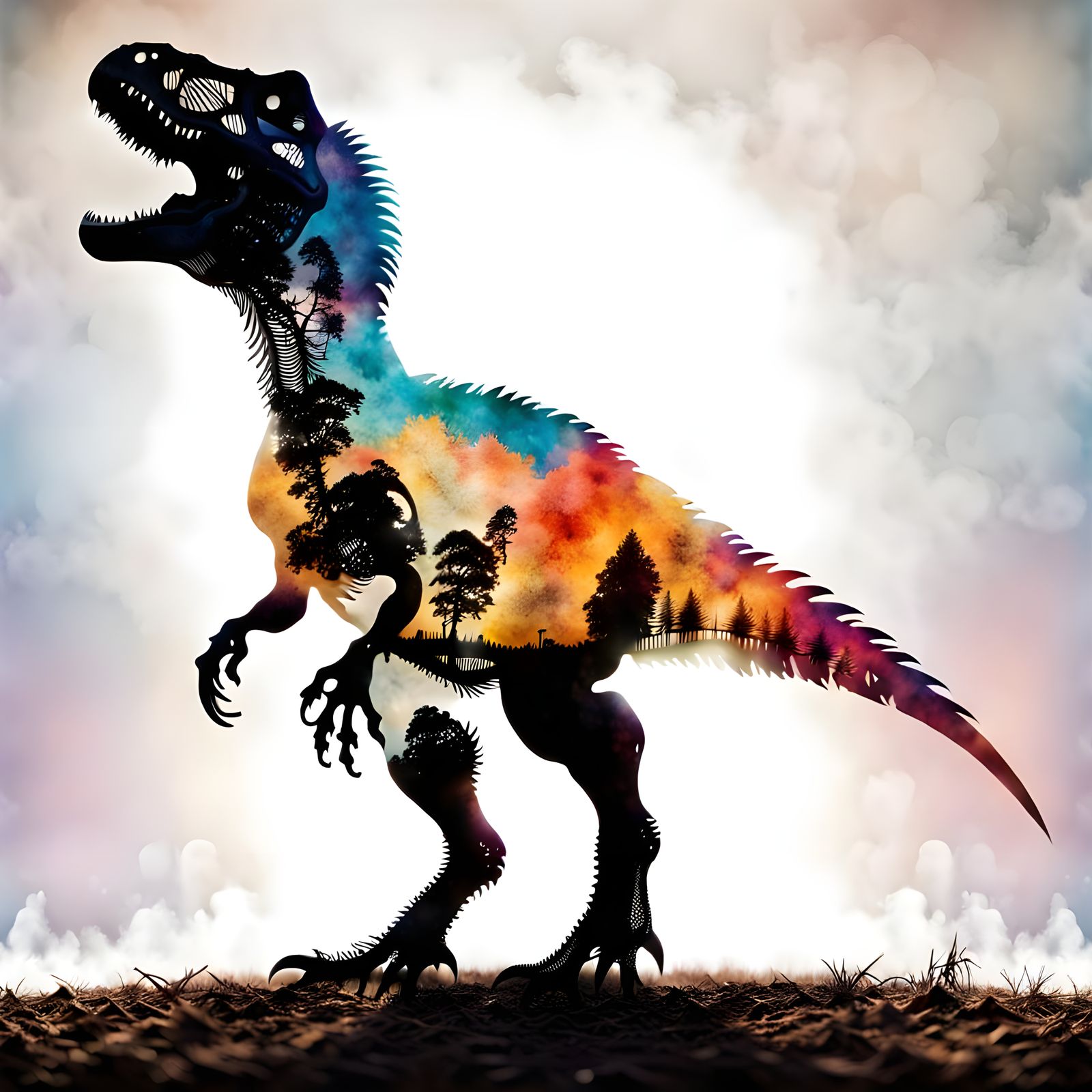 Double Exposure: T-Rex Meets Farmyard Chicken