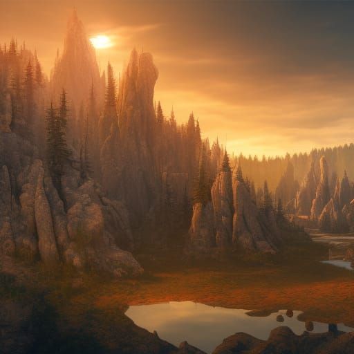 Detailed Matte Painting of South Dakota Black Hills