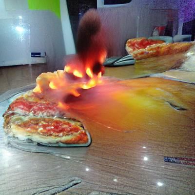 Pizza Engulfed in Flames