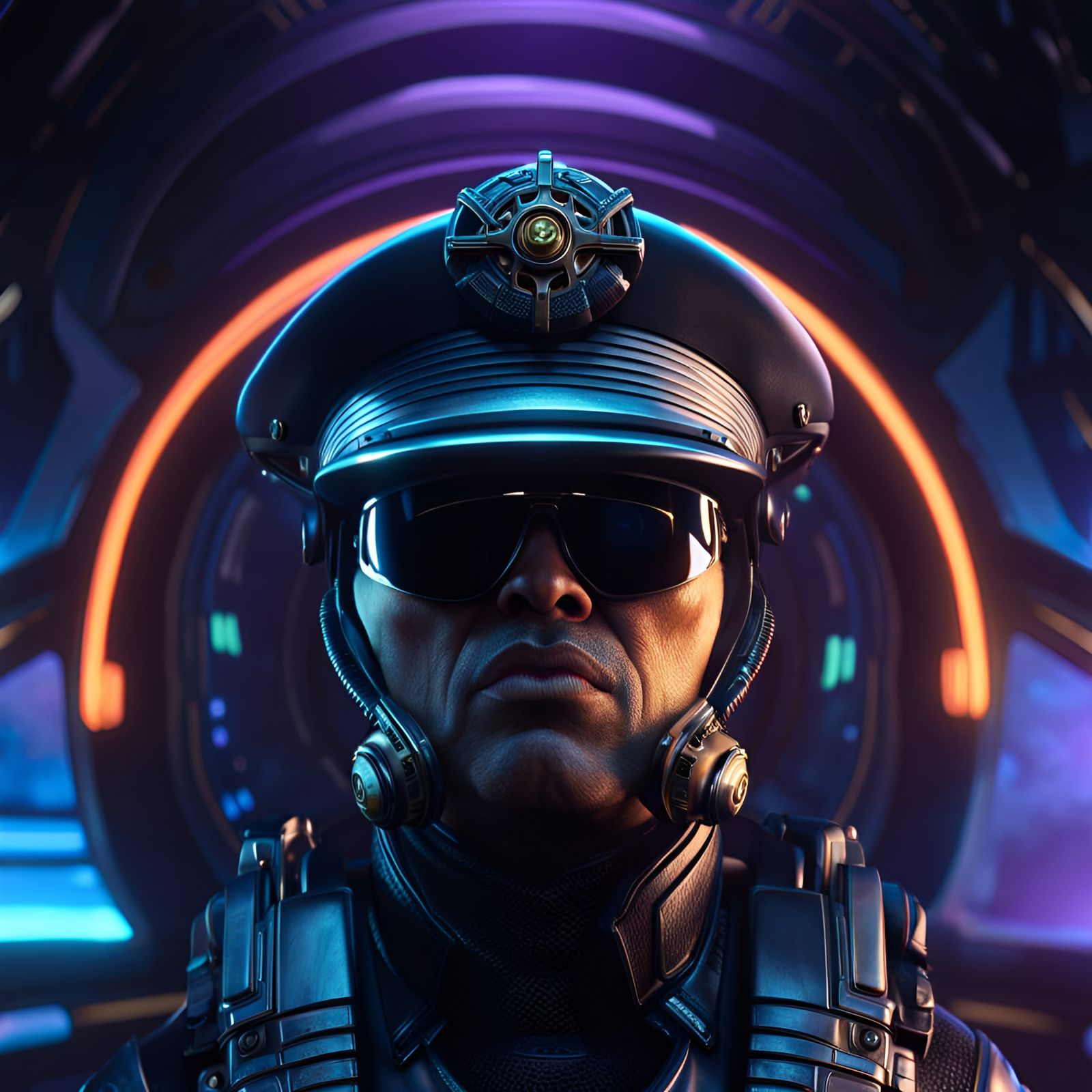 Sci-Fi Cop in Space Cruiser, Unreal Engine 5