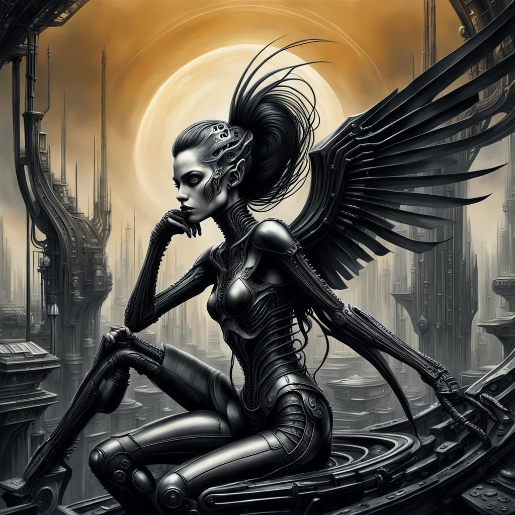Gothic Cyberpunk Woman in Hyperrealistic Style