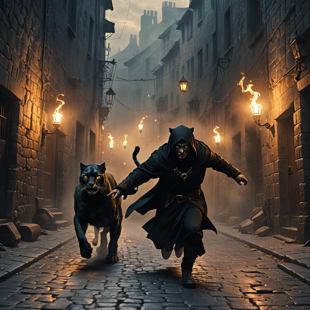 Man Transforms into Panther in Misty Alleyway