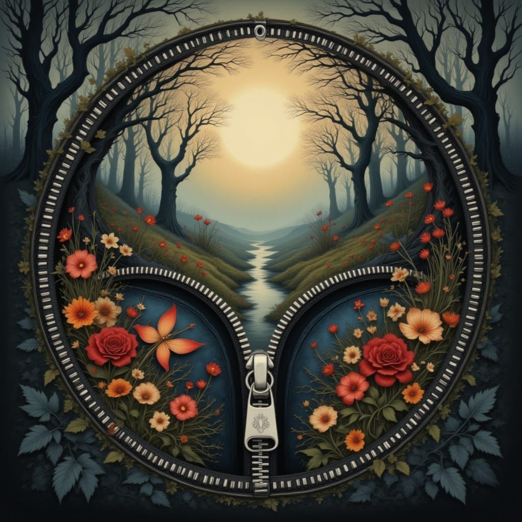 Eerie Summer: Silver Zipper Circle with Decorative Pull