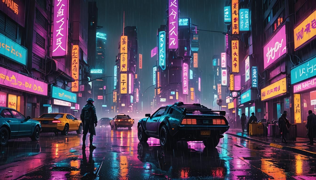 Synthwave Dinosaurs in Cyberpunk Neon Cityscape