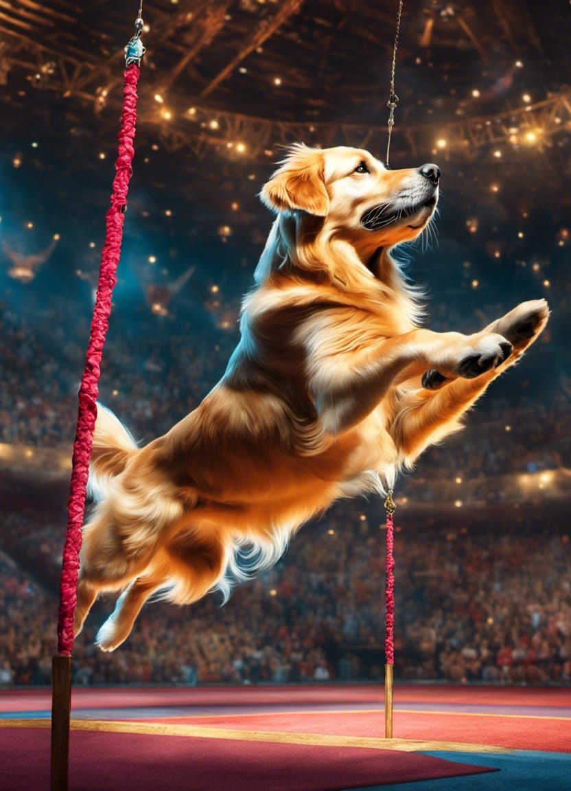 Golden Retriever Gymnast: Fantasycore Aerial Flip