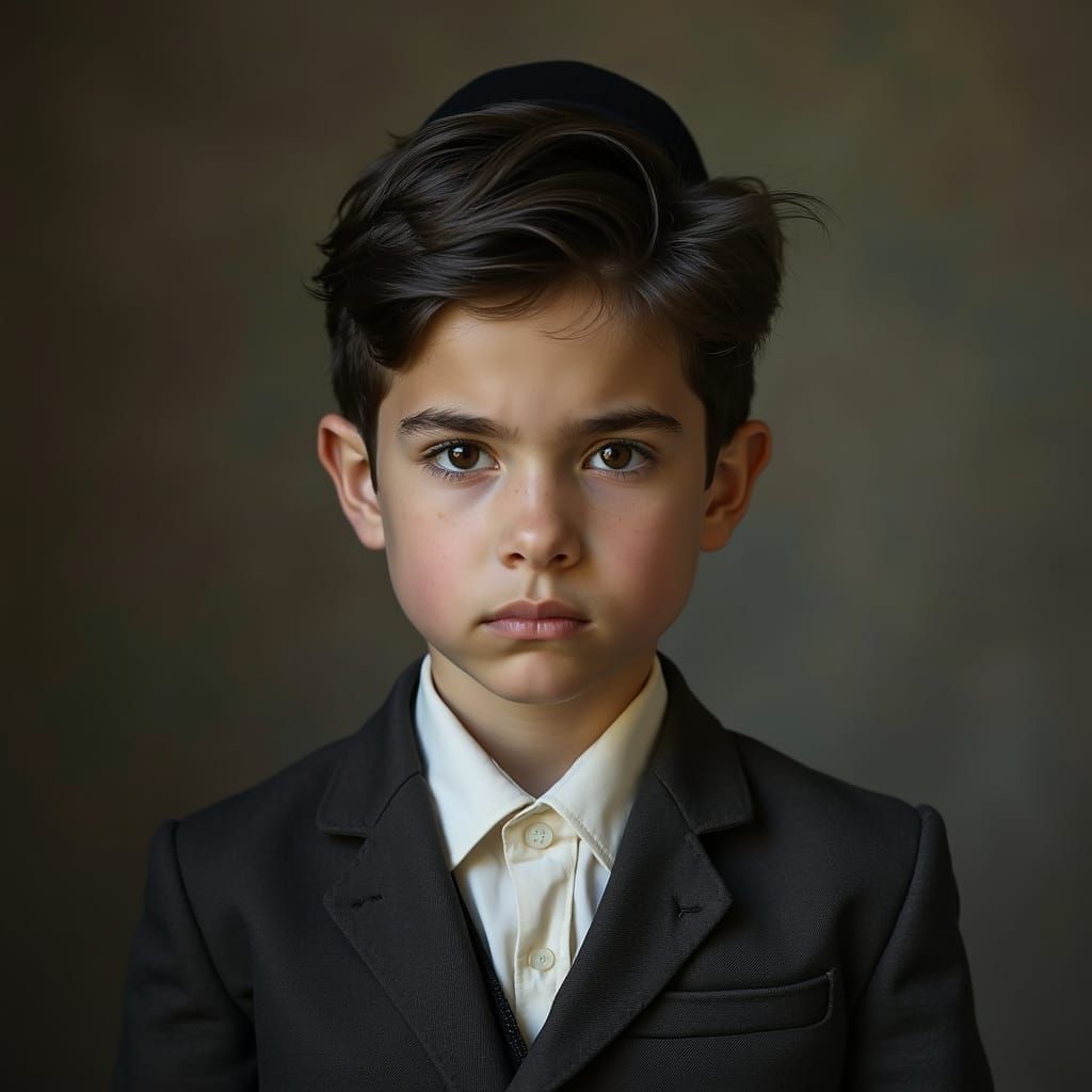 Young Ultra-Orthodox Boy in Traditional Attire