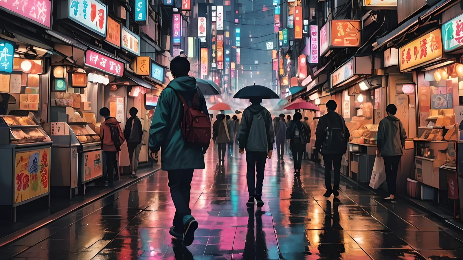 Tokyo Night: Programmer in Cyberpunk Anime Style