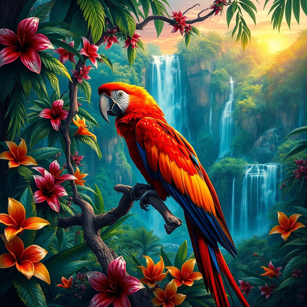 Surreal Tropical Paradise in Oil Paint