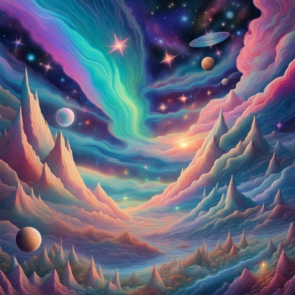 Astral Starling Sky in Maximalist Style