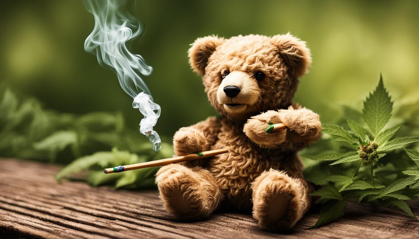 Teddy Bear Rolling a Joint