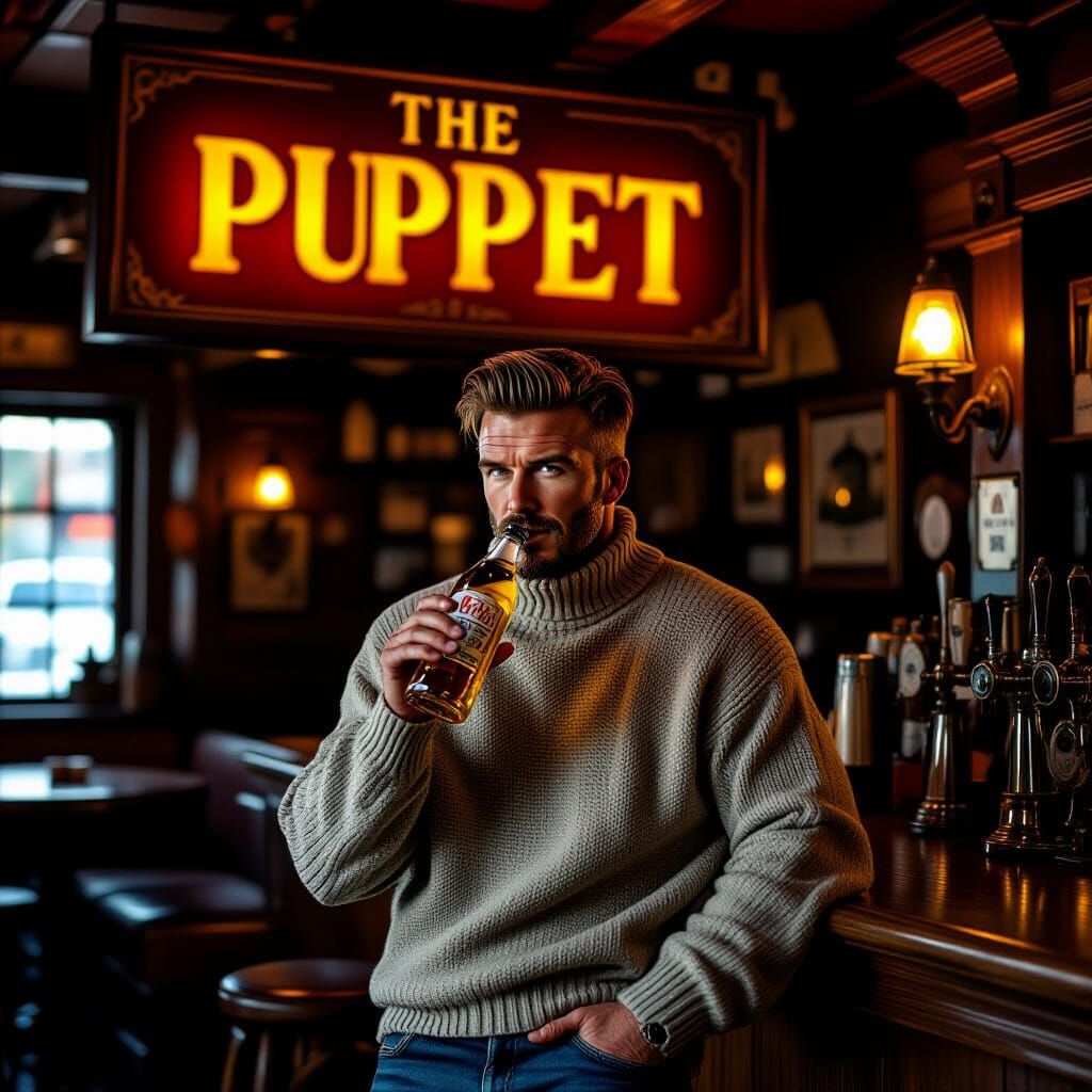 David Beckham Enjoys K Cider at The Puppet Pub