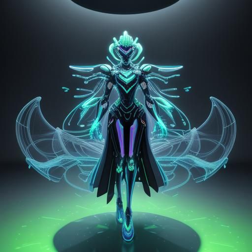 Neon Robotic Chamber: 3D Pixar Concept Art