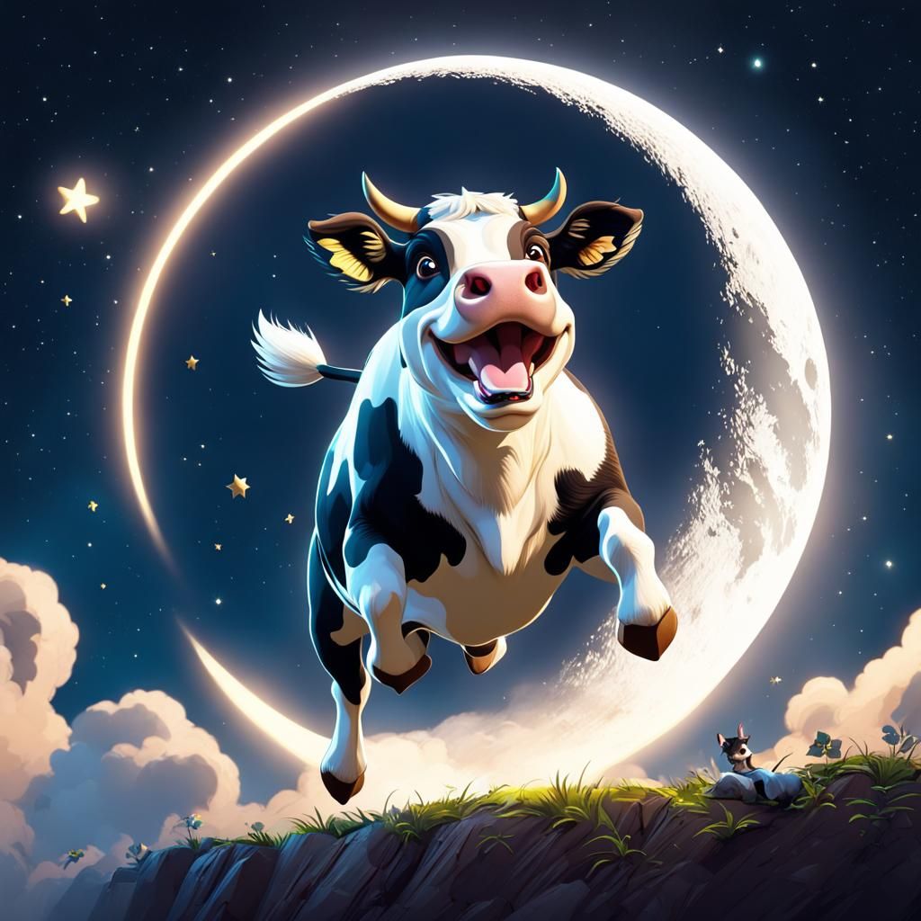 Cow Jumps Over the Moon with Dog