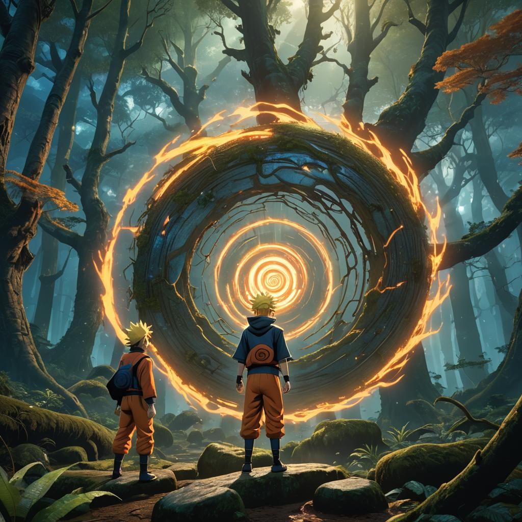 Naruto and Goku Face-Off in Mystical Forest