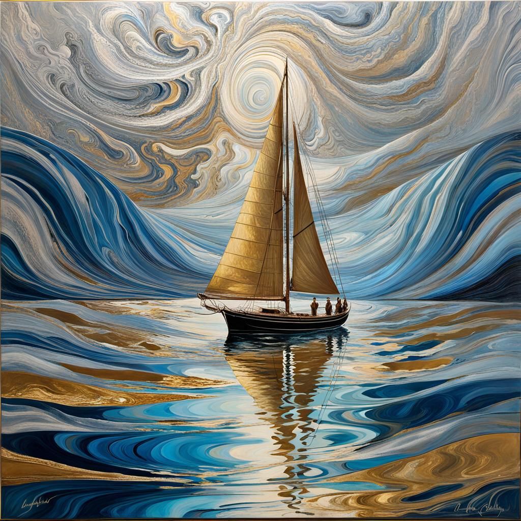 Dynamic Marbling Art in 1970s Color Palette