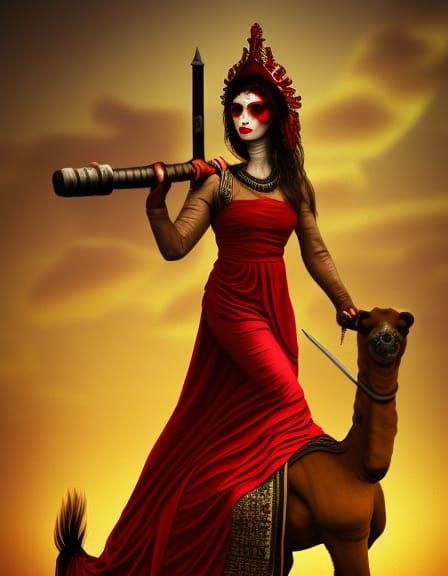 Arabian Zombie Queen on Camel: Dark Fantasy Art