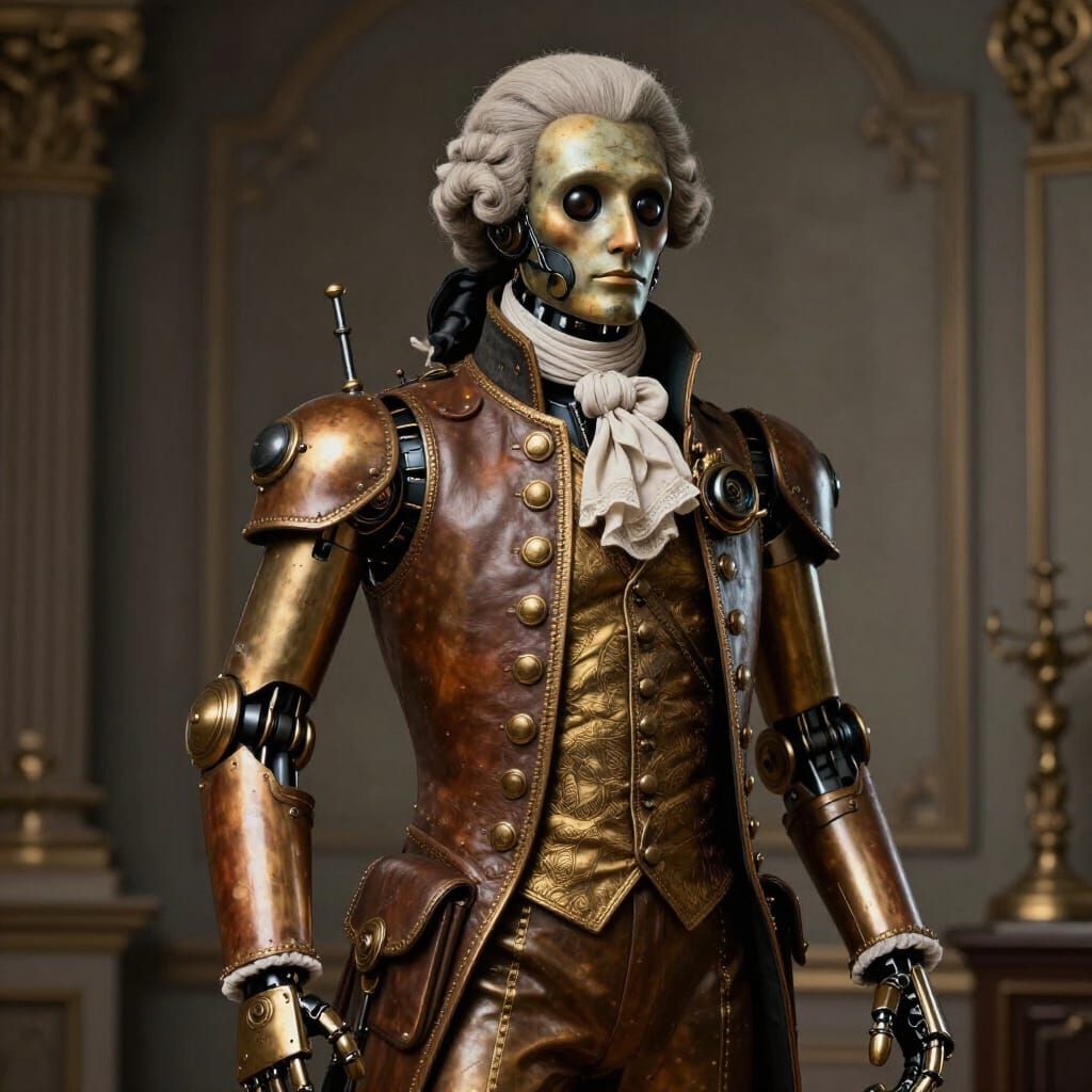 Steampunk Robot in French Georgian Fashion with Powdered Wig