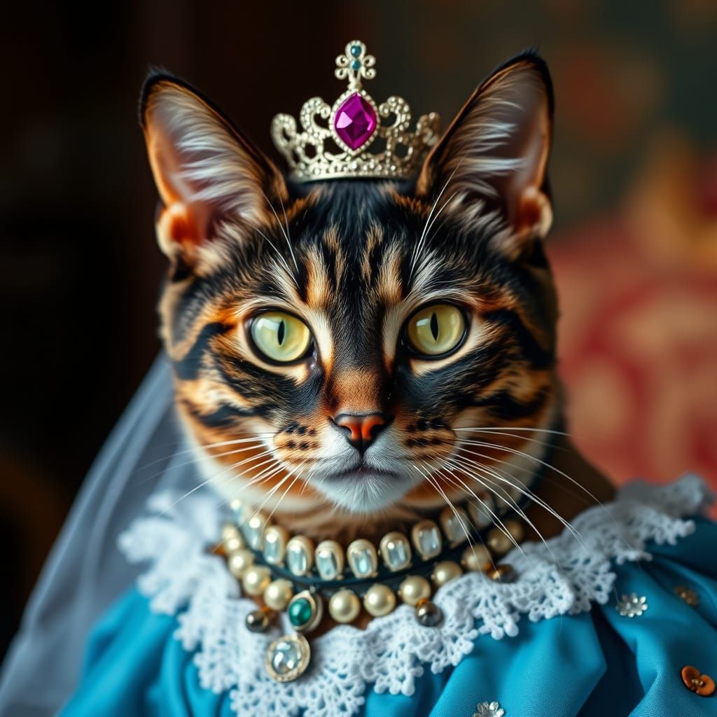 Feline Princess in Elegant Black Attire